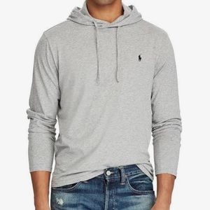 Polo Ralph Lauren Men's Cotton Jersey Hooded T-Shirt (Large, Gray)